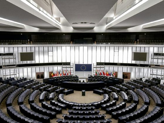 Image of empty European Parliament building main chamber